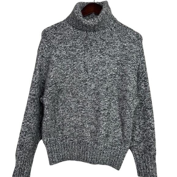 Zara Alpaca Wool Long Sleeve High Turtleneck Speckled Sweater Ribbed Hem S Grey - Picture 16 of 16